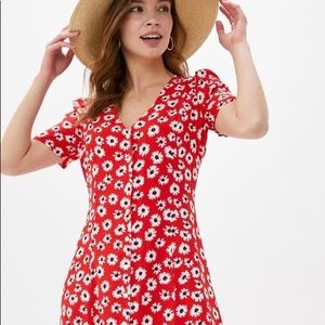 NWT Gap red floral button-down midi dress Size 10